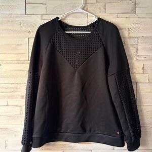 NEW Fabletics Tilly Neoprene Mesh Black Long Sleeve Pullover Active‎ Top Size XL